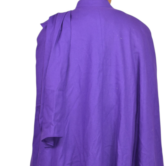 Vintage Alex Hayes Wool Cape Purple Wool Scarf Cloak Long Shoulder Pads Large - Picture 5 of 16